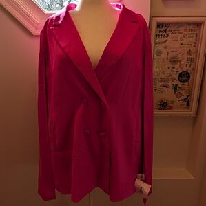 Skies Are Blue hot pink blazer sleeveless cape